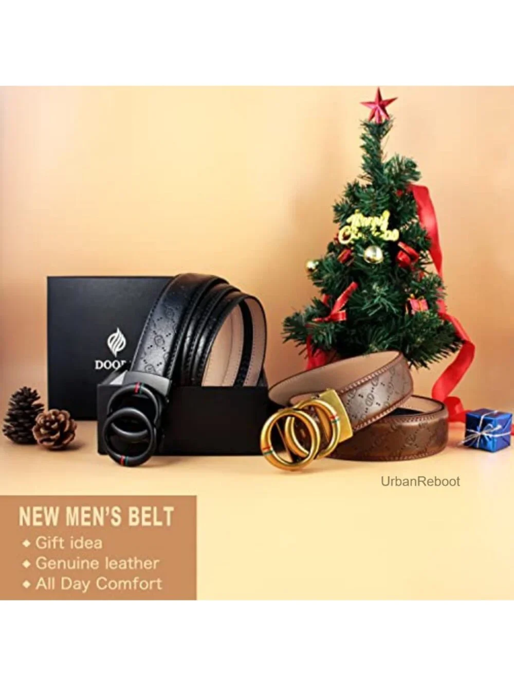 Men's Leather Ratchet Belt Cut-to-Fit 1 3/8